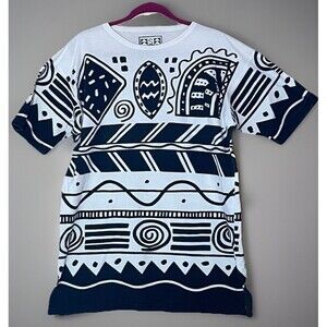 SSP Segrets Graphic Tee L Black White Abstract Vtg 90’s Cotton Streetwear Bold